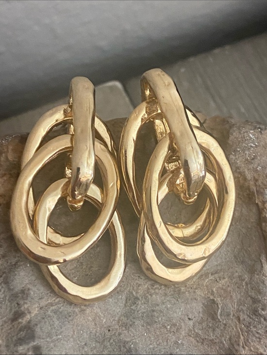Vintage Jewelry - Vintage Y2K Martha Calvo AMI 14k Gold Plated Brass Dangling Stud Earrings